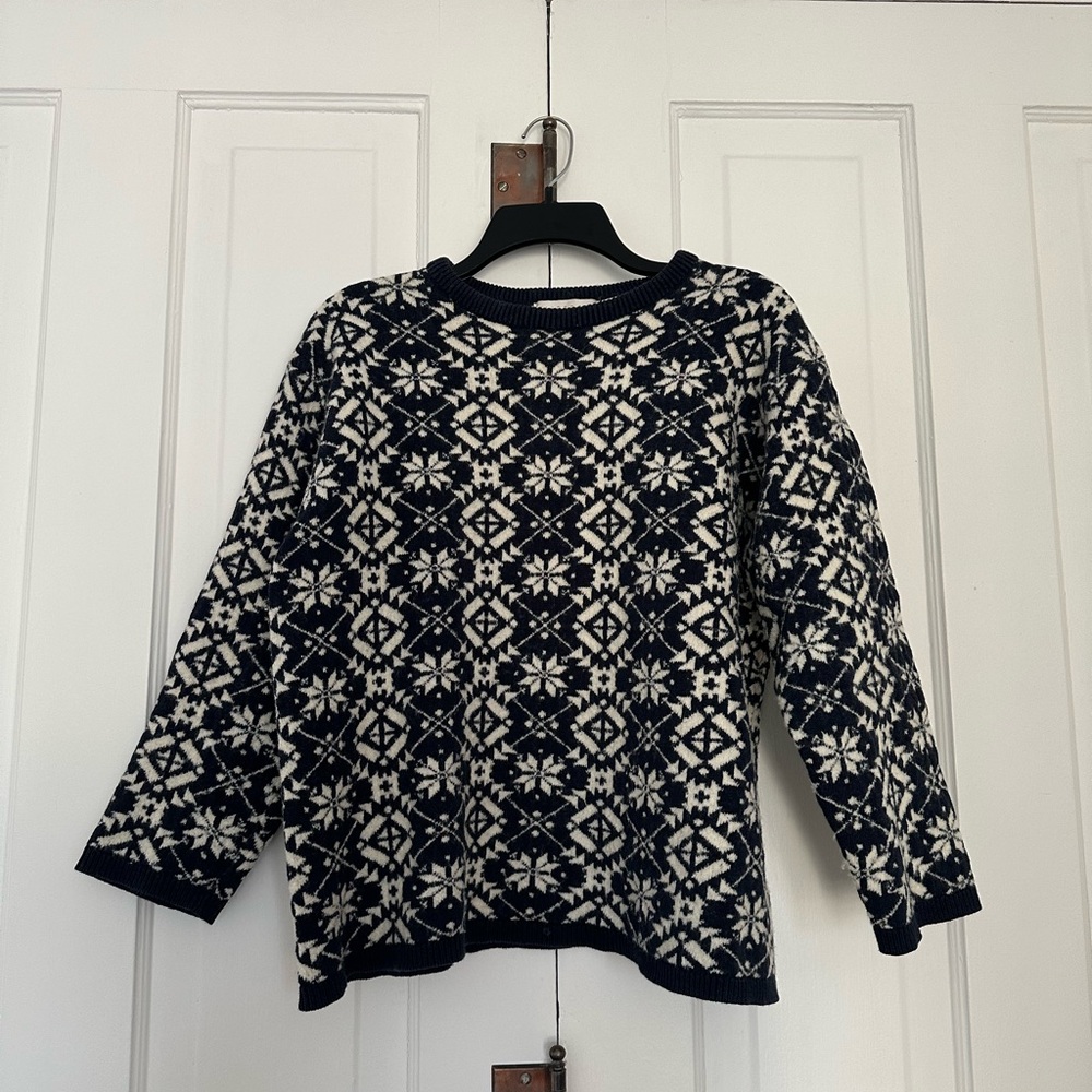 VTG Elisabeth by Liz Claiborne Navy and White Geometric Sweater Size S